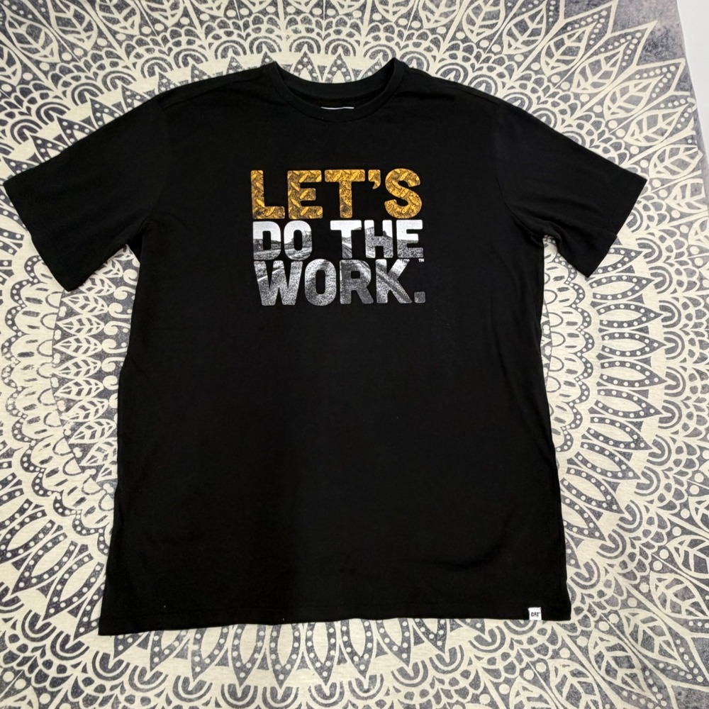 Caterpillar Mens Lets Do The Work Graphic T-Shirt Black Short Sleeve CAT Tee - Picture 5 of 10